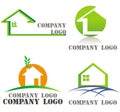 House, architecture, real estate green logos Royalty Free Stock Photo