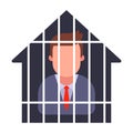 house arrest of a man in a suit. quarantine a person. Royalty Free Stock Photo