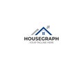 House and arrow graph logo template. Housing market chart vector design