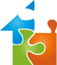 House as a puzzle, family house logo, real estate logo, icon Royalty Free Stock Photo