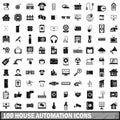 100 house automation icons set, simple style Royalty Free Stock Photo