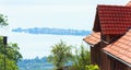 House on background of Lindau island in Lake Constance, Germany