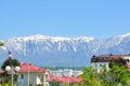 House on a background of mountains in the Adler district of Sochi Royalty Free Stock Photo