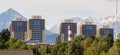 House on a background of mountains. Almaty, Kazakhstan