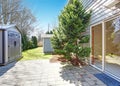 House backyard with small shed