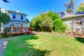 House with backyard walkout deck and patio area Royalty Free Stock Photo