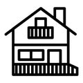 House with balcony line icon. Home vector illustration isolated on white. Attic cottage outline style design, designed