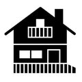 House with balcony solid icon. Home vector illustration isolated on white. Attic cottage glyph style design, designed