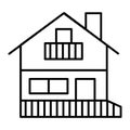 House with balcony thin line icon. Home vector illustration isolated on white. Attic cottage outline style design Royalty Free Stock Photo