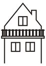 House and balcony, white and black vector icon Royalty Free Stock Photo