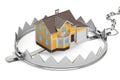 House In Bear Trap, 3D rendering Royalty Free Stock Photo