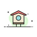 House, Bird, Birdhouse, Spring Business Flat Line Filled Icon Vector Banner Template