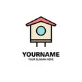 House, Bird, Birdhouse, Spring Business Logo Template. Flat Color