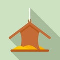 House bird feeders icon, flat style