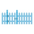 House blue fence icon, flat style