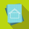House blueprint icon, flat style Royalty Free Stock Photo