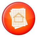 House blueprint icon, flat style Royalty Free Stock Photo