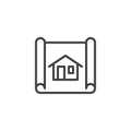 House blueprint line icon