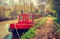 House boat in red at the Canal Royalty Free Stock Photo