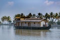 House boat sailing through Kerala backwaters