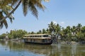 House boat under blue sky from Alleppey or Alappuzha Kerala.Kerala Backwaters, houseboat Photo Royalty Free Stock Photo