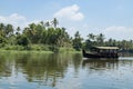 House boat under blue sky from Alleppey or AlappuzhaKerala.Kerala Backwaters, houseboat Photo Royalty Free Stock Photo