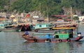 House boats in Ha Long Bay near Cat Ba island, Vietnam Royalty Free Stock Photo