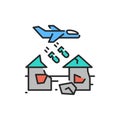 House bombing color line icon. Editable stroke.