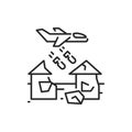 House bombing color line icon. Editable stroke.