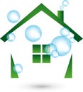 House and bubbles, house cleaning and professional logo