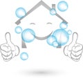 House and bubbles, house cleaning and professional logo