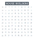 House builders vector line icons set. Developers, Constructors, Homebuilders, Architects, Contractors, Planners, Roofer Royalty Free Stock Photo