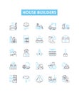 House builders vector line icons set. Developers, Constructors, Homebuilders, Architects, Contractors, Planners, Roofer Royalty Free Stock Photo