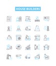 House builders vector line icons set. Developers, Constructors, Homebuilders, Architects, Contractors, Planners, Roofer Royalty Free Stock Photo