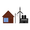 House building connected to a windmill power plant