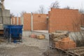 A house building construction site with brick walls Royalty Free Stock Photo