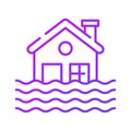 House building floating on water, denoting concept icon of natural disaster, vector of flood