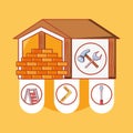 House building with home repair icons Royalty Free Stock Photo