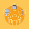 House building with home repair icons Royalty Free Stock Photo