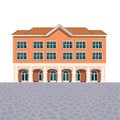 House building icon, luxury hotel detailed illustration, administrative classic exterior design, front view Royalty Free Stock Photo