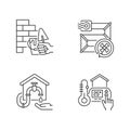 House building linear icons set