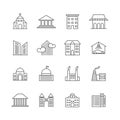 House and building vector line icons. Real estate outline symbols Royalty Free Stock Photo