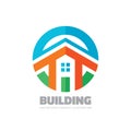 House building - vector logo concept illustration in flat style for presentation, booklet, website and other creative projects.