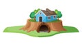 House Built in Fallen Tree, Unique Woodland Home Vector, vector design Generative AI Royalty Free Stock Photo