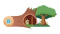 House Built into a Tree Trunk, NatureIntegrated Home Vector, vector design Generative AI Royalty Free Stock Photo