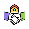 house buying handshake color icon vector illustration Royalty Free Stock Photo