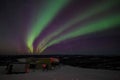 House, cabin, Aurora, night at alaska, fairbanks Royalty Free Stock Photo