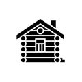 House - cabin - wood house icon, vector illustration, black sign on isolated background