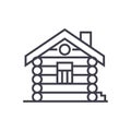 House,cabin,wood house vector line icon, sign, illustration on background, editable strokes