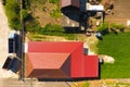 A house with a canopy over the courtyard. Roof from corrugated metal profile. Royalty Free Stock Photo